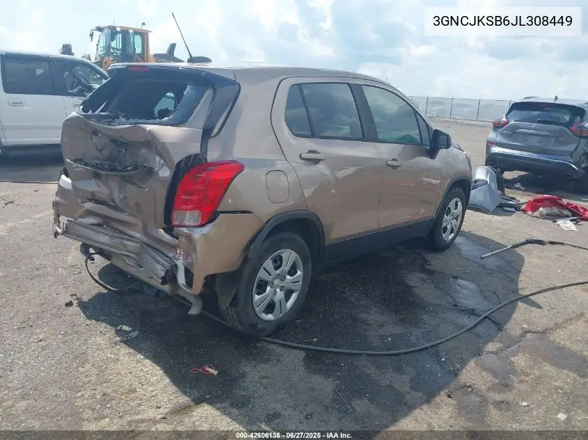 2018 Chevrolet Trax Ls VIN: 3GNCJKSB6JL308449 Lot: 42606136