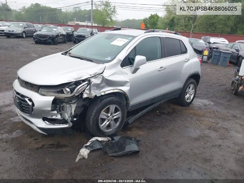 2019 Chevrolet Trax Lt VIN: KL7CJPSB4KB806025 Lot: 42254746