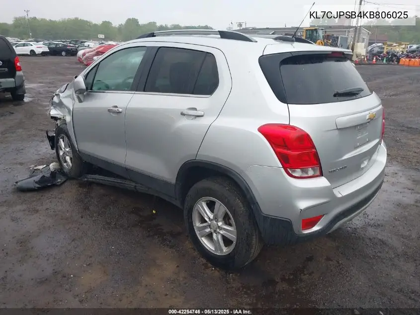 2019 Chevrolet Trax Lt VIN: KL7CJPSB4KB806025 Lot: 42254746