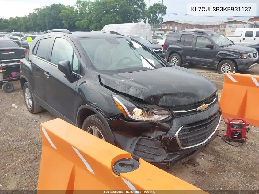 2019 Chevrolet Trax Lt VIN: KL7CJLSB3KB931137 Lot: 42602988