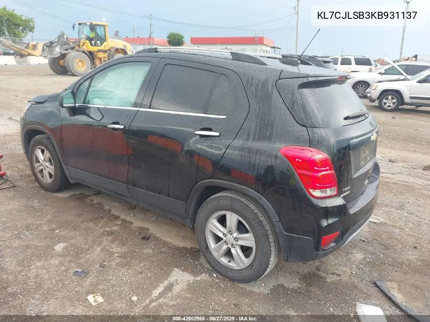 2019 Chevrolet Trax Lt VIN: KL7CJLSB3KB931137 Lot: 42602988