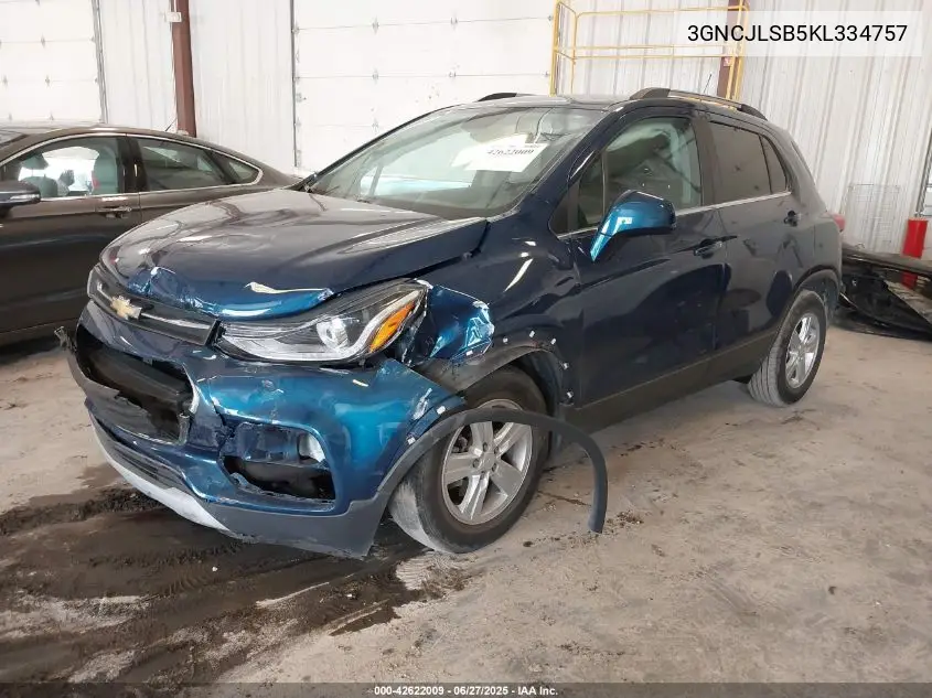 2019 Chevrolet Trax Lt VIN: 3GNCJLSB5KL334757 Lot: 42622009