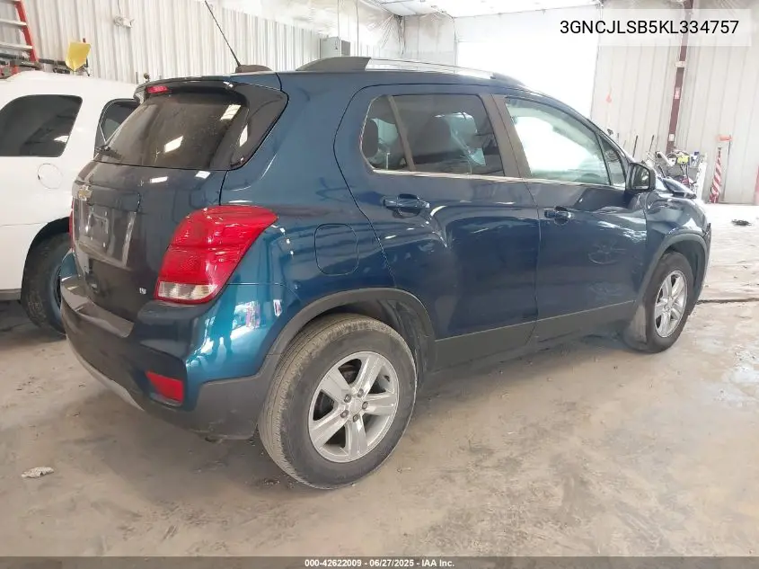 2019 Chevrolet Trax Lt VIN: 3GNCJLSB5KL334757 Lot: 42622009