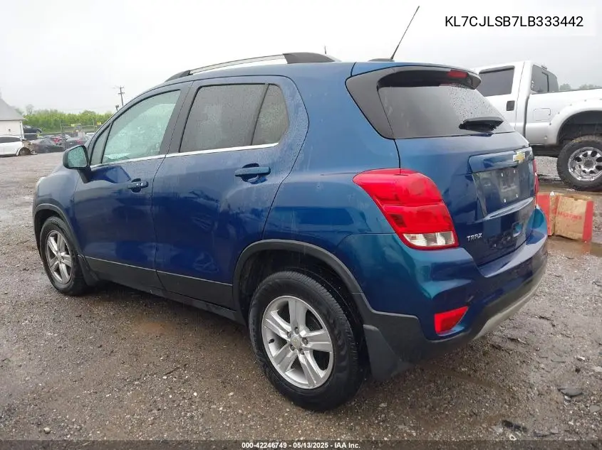 2020 Chevrolet Trax Fwd Lt VIN: KL7CJLSB7LB333442 Lot: 42246749