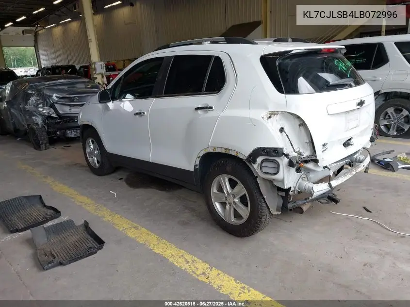 2020 Chevrolet Trax Fwd Lt VIN: KL7CJLSB4LB072996 Lot: 42620515