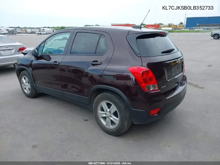 kl7cjksb0lb352733 KL7CJKSB0LB352733 2020 Chevrolet Trax Fwd Ls