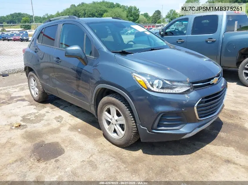 2021 Chevrolet Trax Awd Lt VIN: KL7CJPSM1MB375261 Lot: 42579323