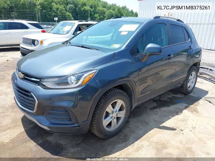 2021 Chevrolet Trax Awd Lt VIN: KL7CJPSM1MB375261 Lot: 42579323