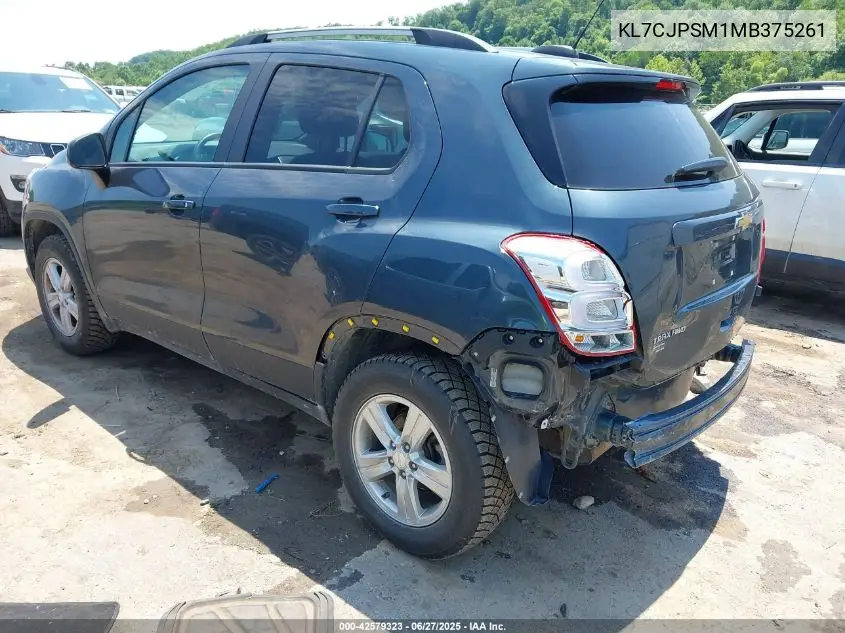 2021 Chevrolet Trax Awd Lt VIN: KL7CJPSM1MB375261 Lot: 42579323