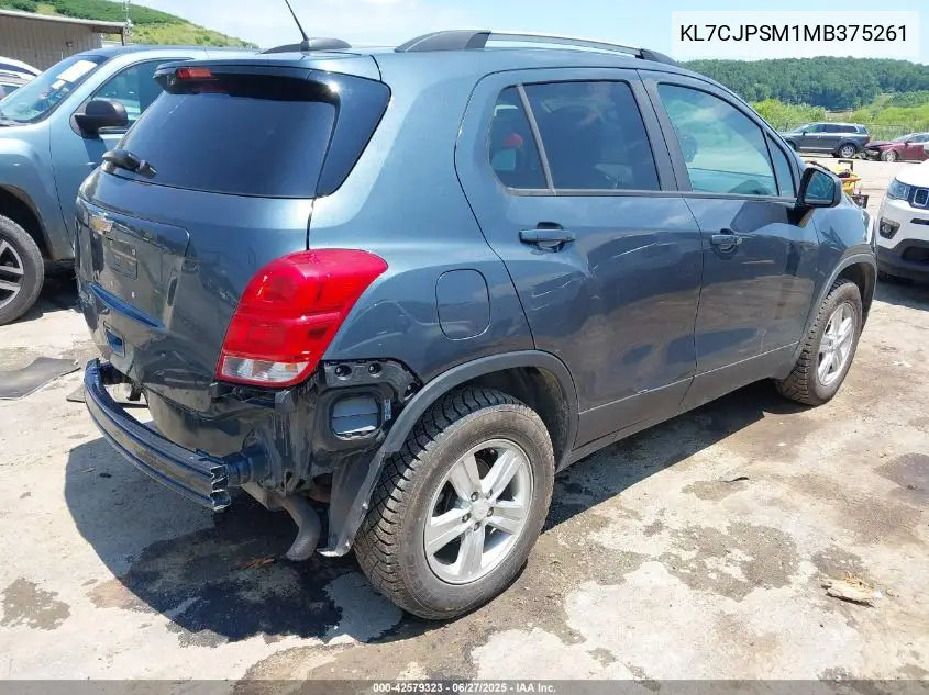 2021 Chevrolet Trax Awd Lt VIN: KL7CJPSM1MB375261 Lot: 42579323