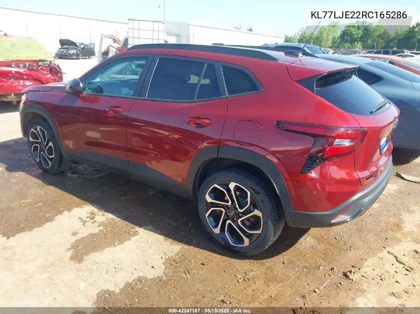 2024 Chevrolet Trax Fwd 2Rs VIN: KL77LJE22RC165286 Lot: 42247187