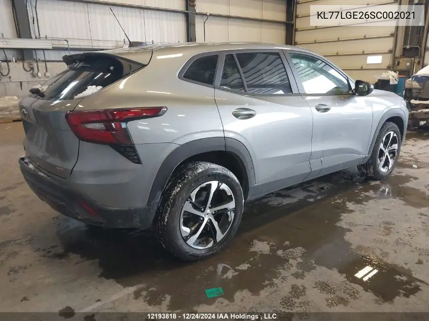 2025 Chevrolet Trax VIN: KL77LGE26SC002021 Lot: 12193818