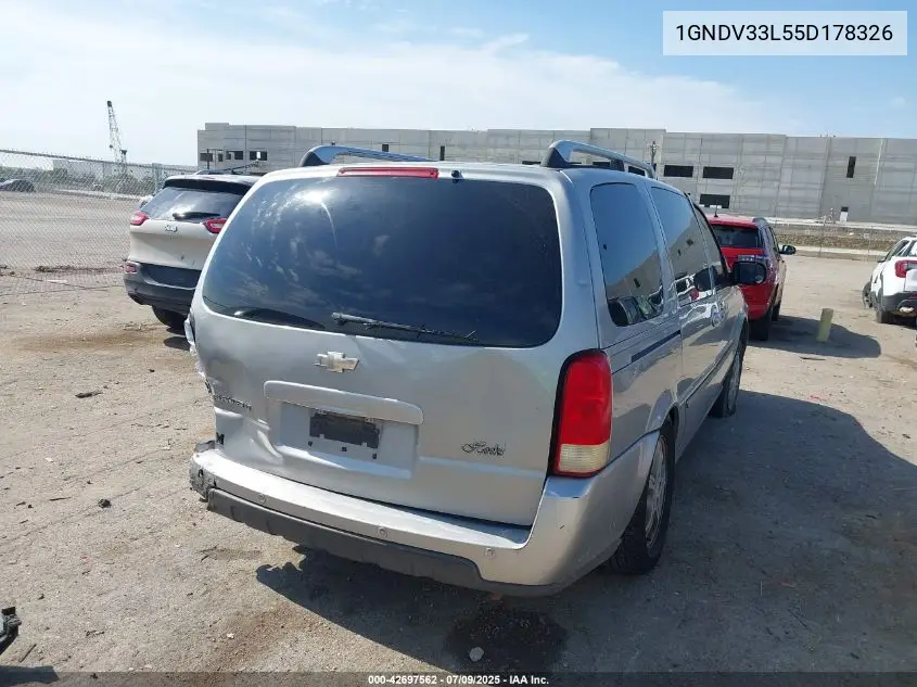 2005 Chevrolet Uplander Lt VIN: 1GNDV33L55D178326 Lot: 42697562