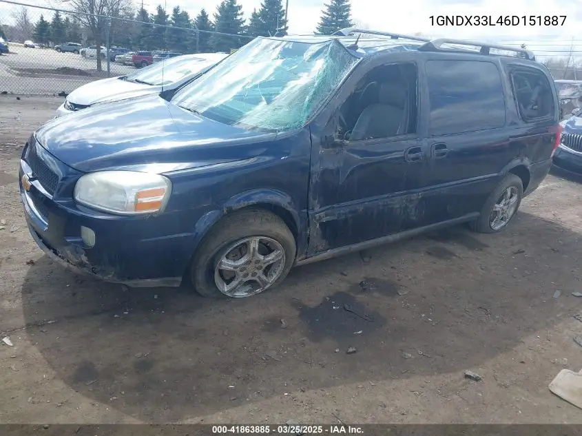 2006 Chevrolet Uplander Lt VIN: 1GNDX33L46D151887 Lot: 41863885