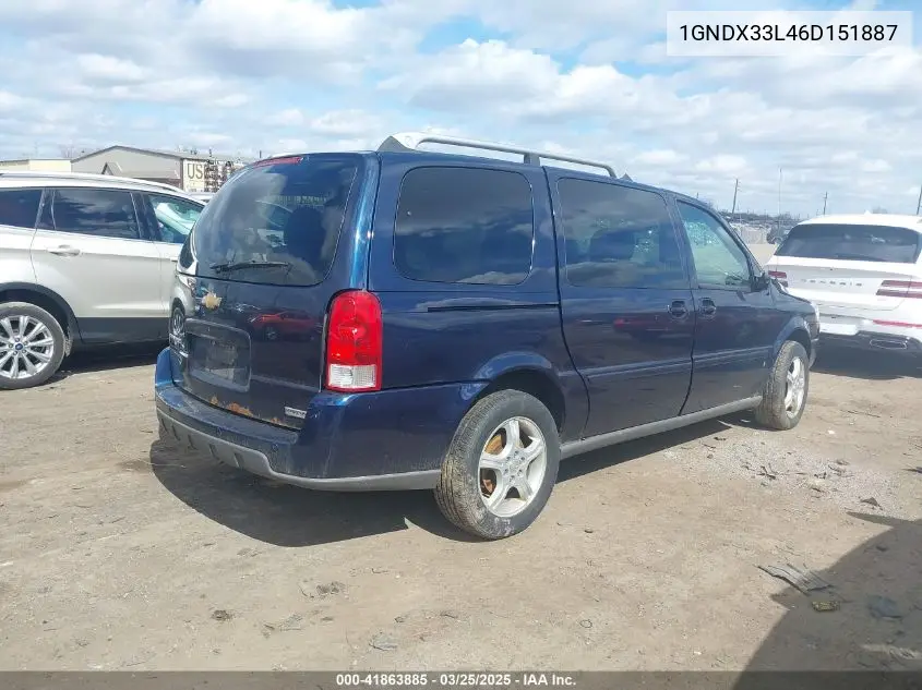 2006 Chevrolet Uplander Lt VIN: 1GNDX33L46D151887 Lot: 41863885