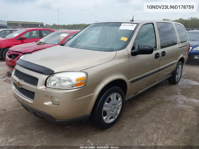 2006 Chevrolet Uplander Ls VIN: 1GNDV23L96D178759 Lot: 42129985