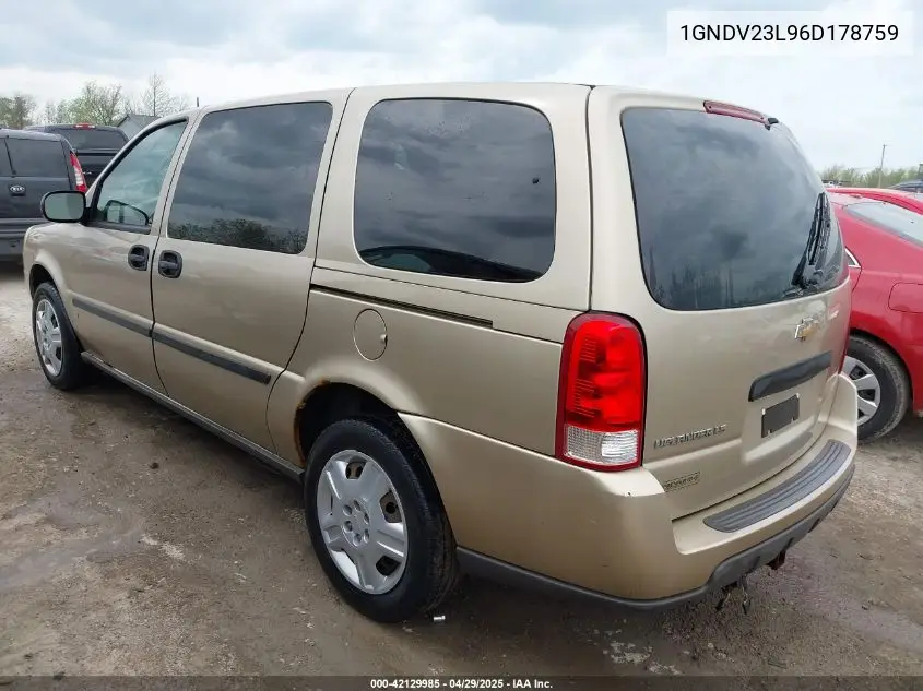 2006 Chevrolet Uplander Ls VIN: 1GNDV23L96D178759 Lot: 42129985