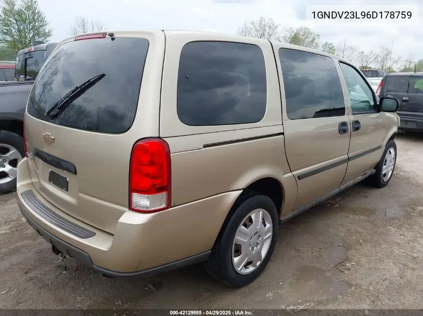 2006 Chevrolet Uplander Ls VIN: 1GNDV23L96D178759 Lot: 42129985