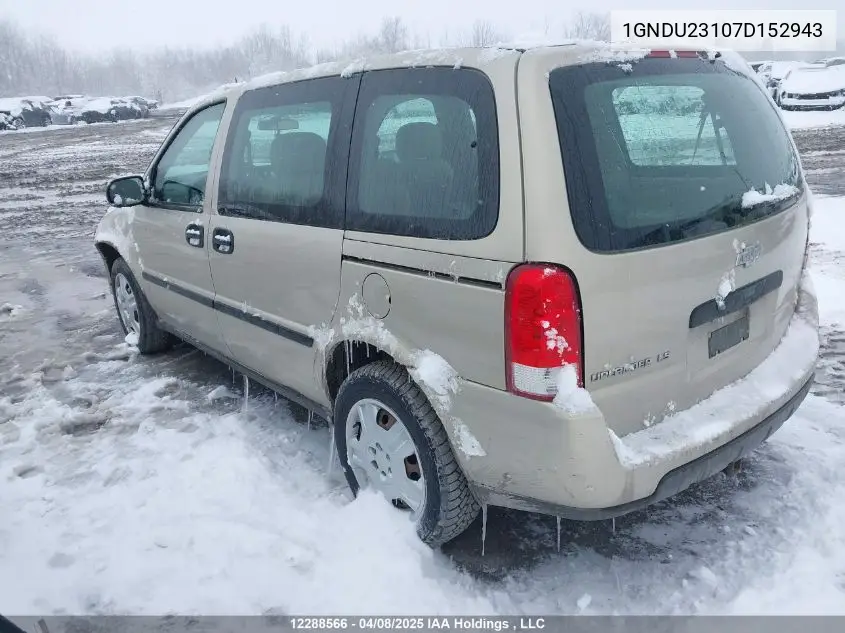 2007 Chevrolet Uplander Ls VIN: 1GNDU23107D152943 Lot: 12288566