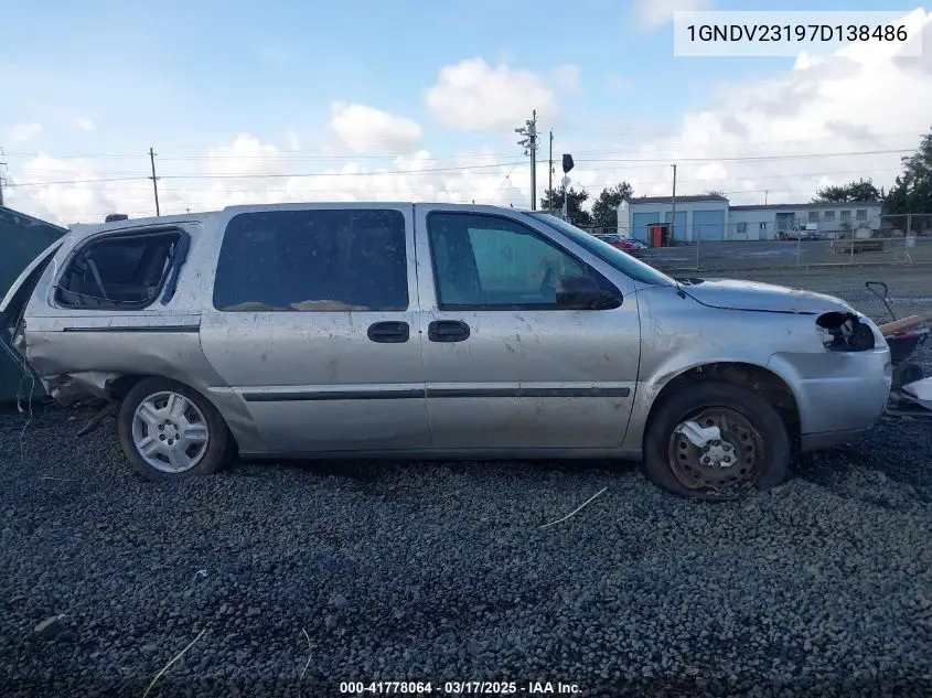 2007 Chevrolet Uplander Ls VIN: 1GNDV23197D138486 Lot: 41778064