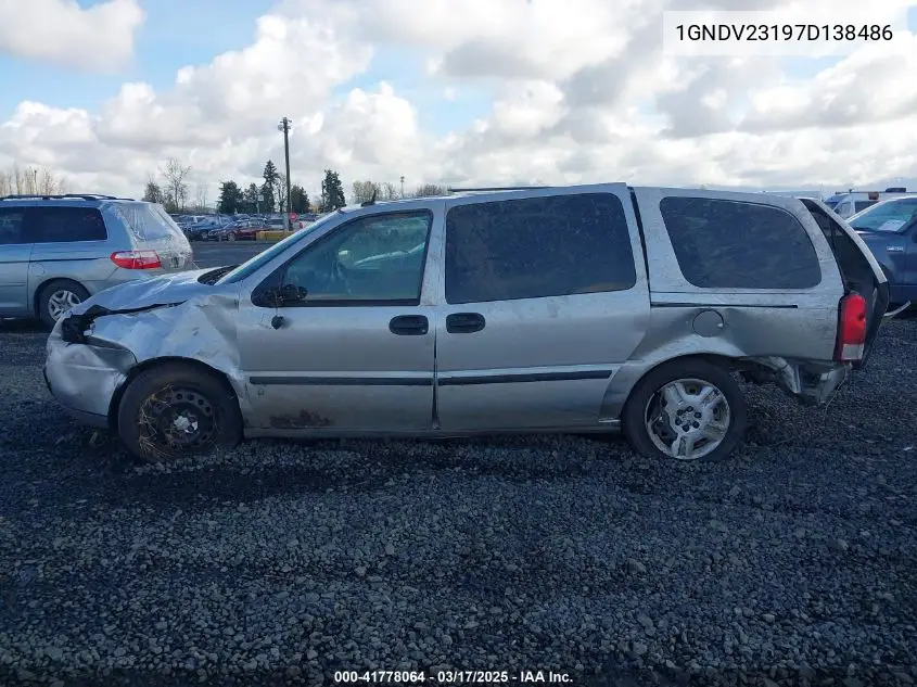 2007 Chevrolet Uplander Ls VIN: 1GNDV23197D138486 Lot: 41778064