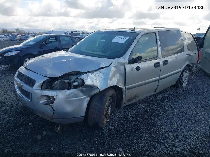 2007 Chevrolet Uplander Ls VIN: 1GNDV23197D138486 Lot: 41778064