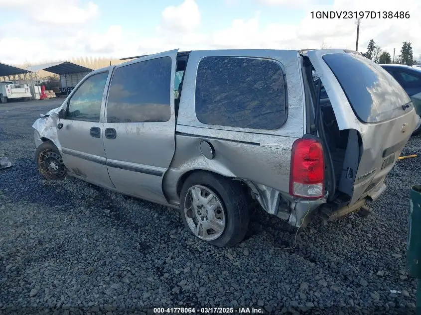 2007 Chevrolet Uplander Ls VIN: 1GNDV23197D138486 Lot: 41778064