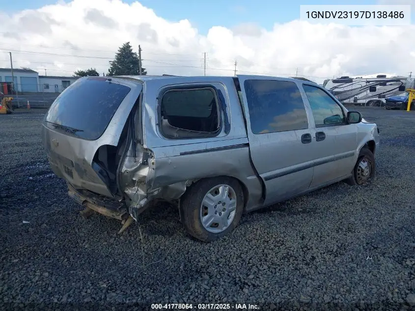 2007 Chevrolet Uplander Ls VIN: 1GNDV23197D138486 Lot: 41778064