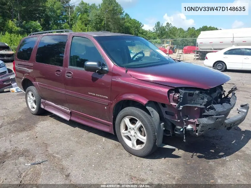 2007 Chevrolet Uplander Lt VIN: 1GNDV33W47D148635 Lot: 42693729