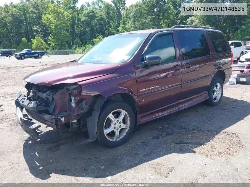 2007 Chevrolet Uplander Lt VIN: 1GNDV33W47D148635 Lot: 42693729