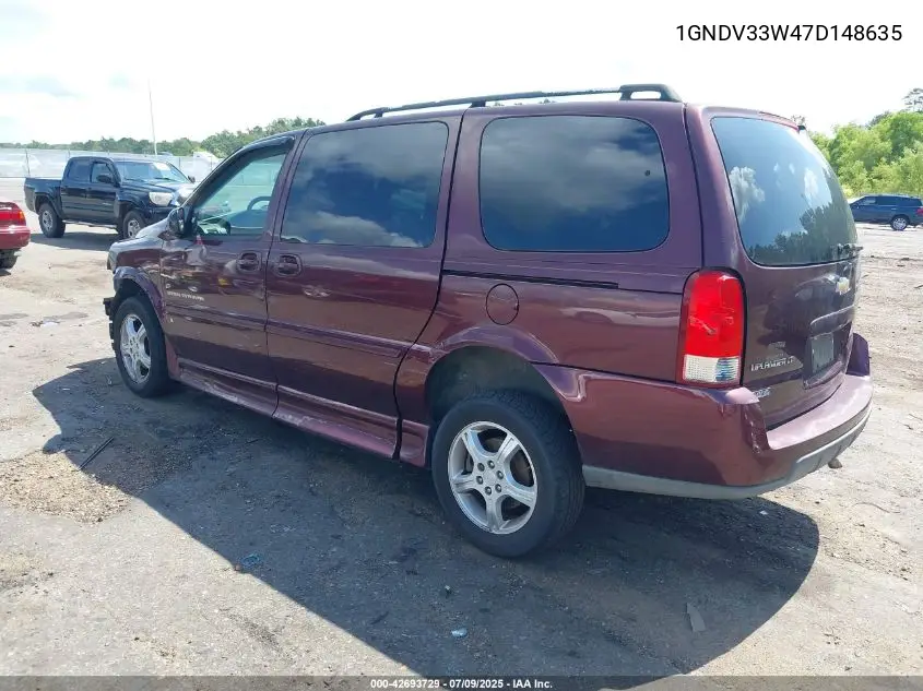 2007 Chevrolet Uplander Lt VIN: 1GNDV33W47D148635 Lot: 42693729