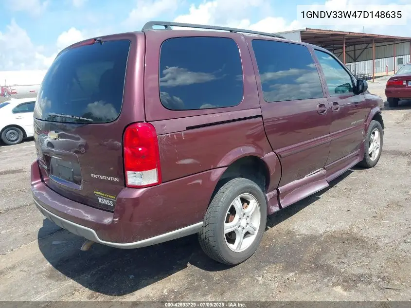 2007 Chevrolet Uplander Lt VIN: 1GNDV33W47D148635 Lot: 42693729
