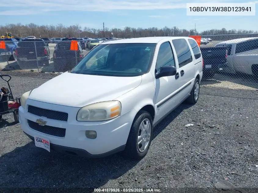 2008 Chevrolet Uplander Cargo VIN: 1GBDV13W38D123941 Lot: 41879526