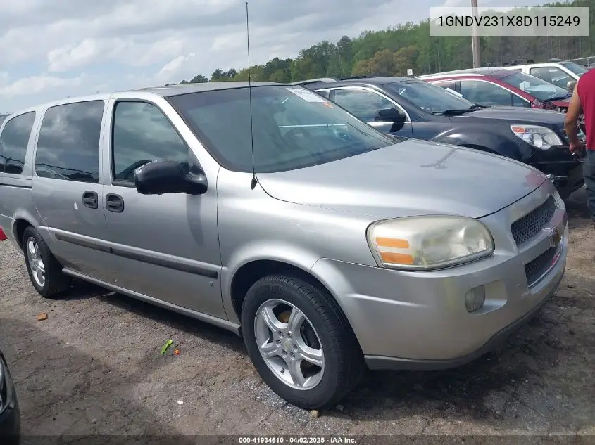 2008 Chevrolet Uplander Ls VIN: 1GNDV231X8D115249 Lot: 41934610