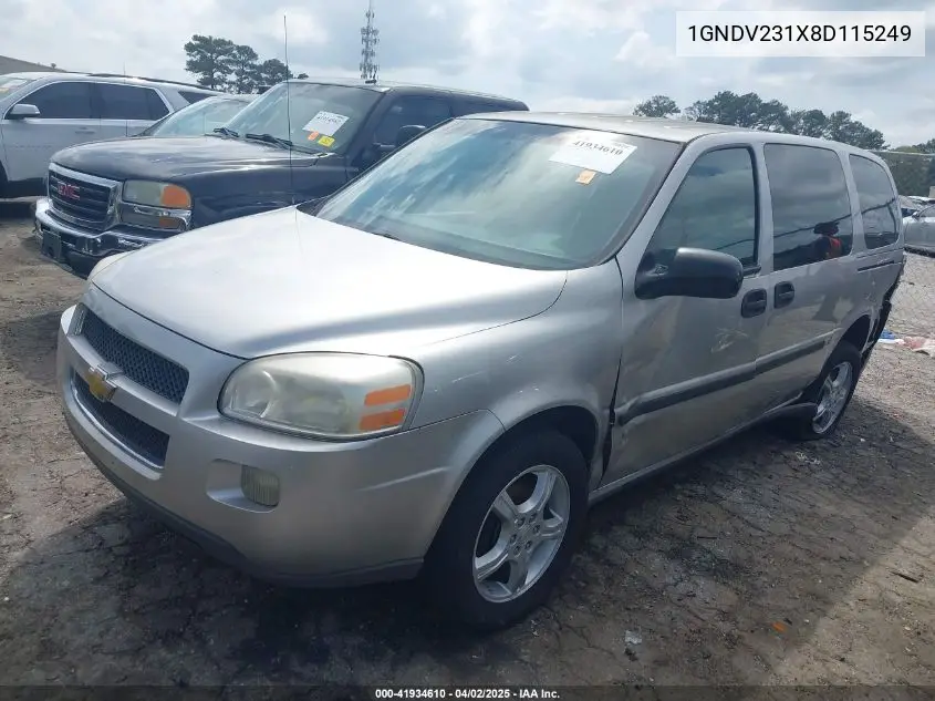 2008 Chevrolet Uplander Ls VIN: 1GNDV231X8D115249 Lot: 41934610