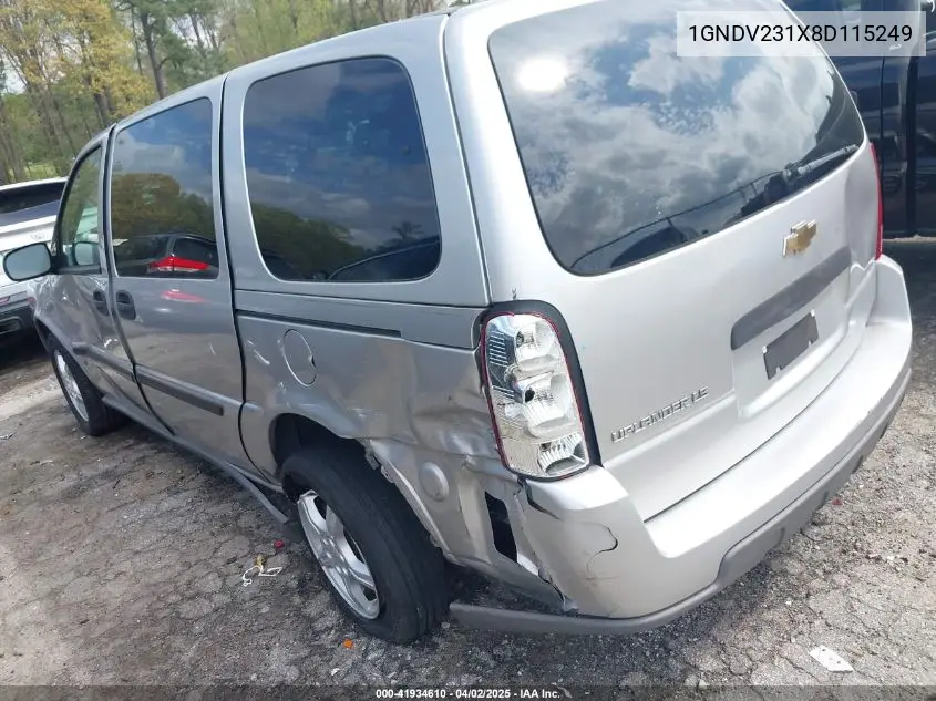 2008 Chevrolet Uplander Ls VIN: 1GNDV231X8D115249 Lot: 41934610