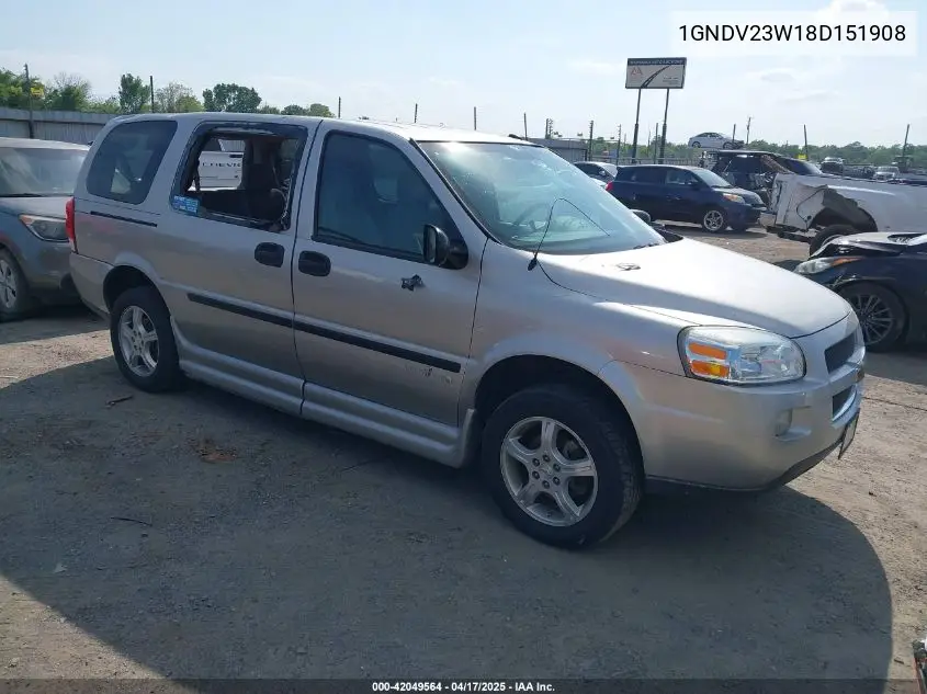 2008 Chevrolet Uplander Ls VIN: 1GNDV23W18D151908 Lot: 42049564