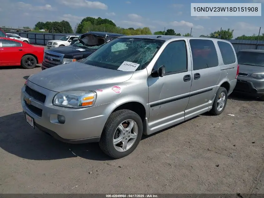 2008 Chevrolet Uplander Ls VIN: 1GNDV23W18D151908 Lot: 42049564