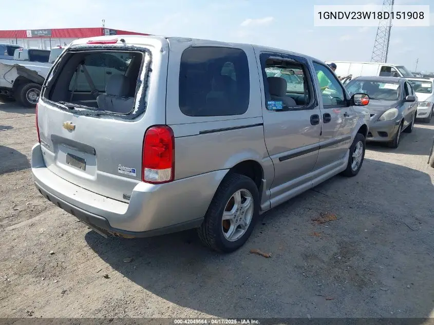 2008 Chevrolet Uplander Ls VIN: 1GNDV23W18D151908 Lot: 42049564