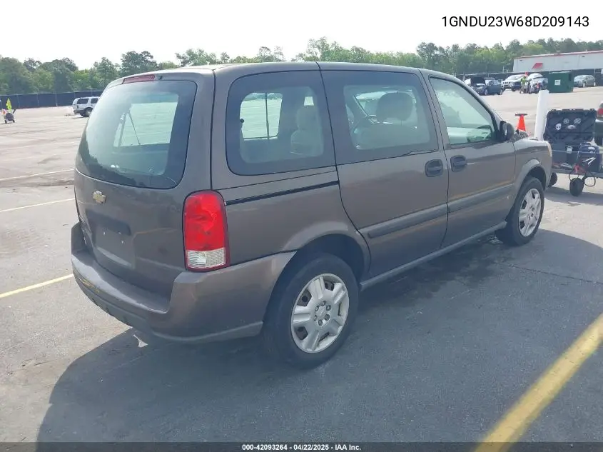 2008 Chevrolet Uplander Ls VIN: 1GNDU23W68D209143 Lot: 42093264