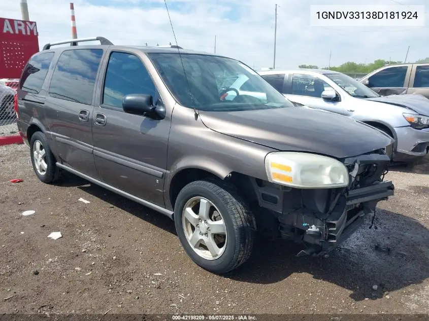 2008 Chevrolet Uplander Lt VIN: 1GNDV33138D181924 Lot: 42198209