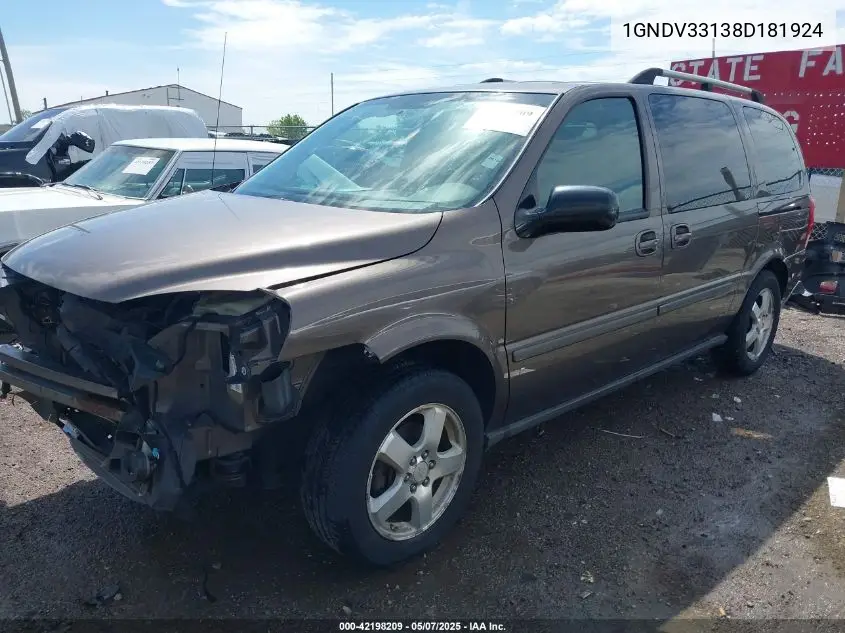 2008 Chevrolet Uplander Lt VIN: 1GNDV33138D181924 Lot: 42198209
