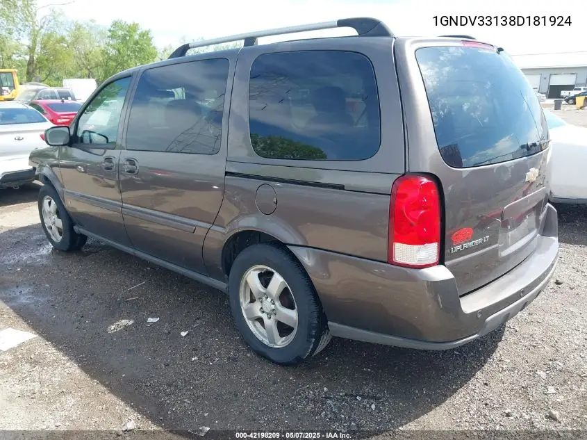 2008 Chevrolet Uplander Lt VIN: 1GNDV33138D181924 Lot: 42198209