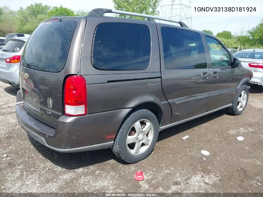 2008 Chevrolet Uplander Lt VIN: 1GNDV33138D181924 Lot: 42198209