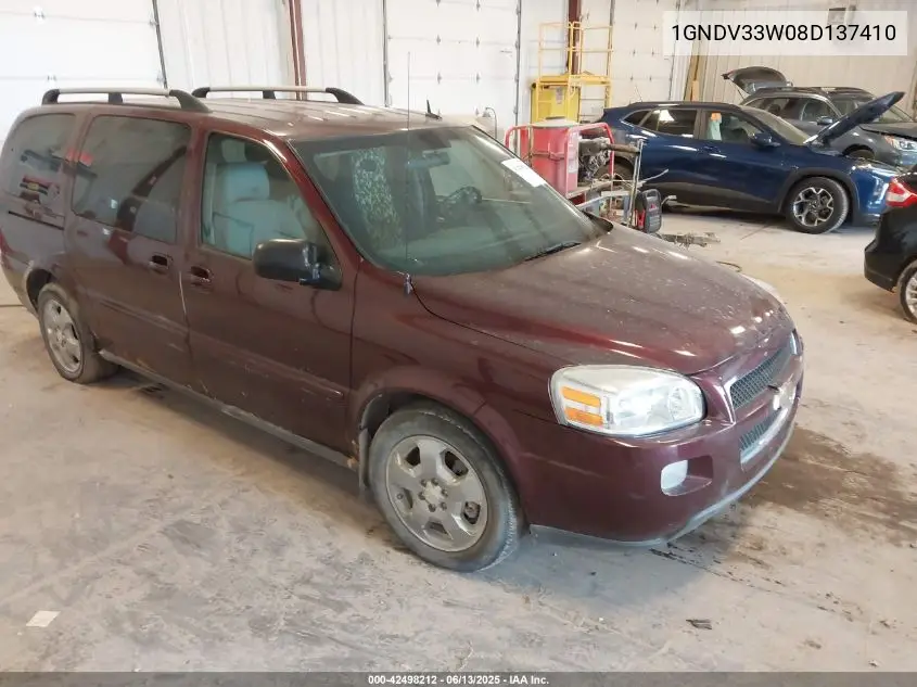 2008 Chevrolet Uplander Lt VIN: 1GNDV33W08D137410 Lot: 42498212