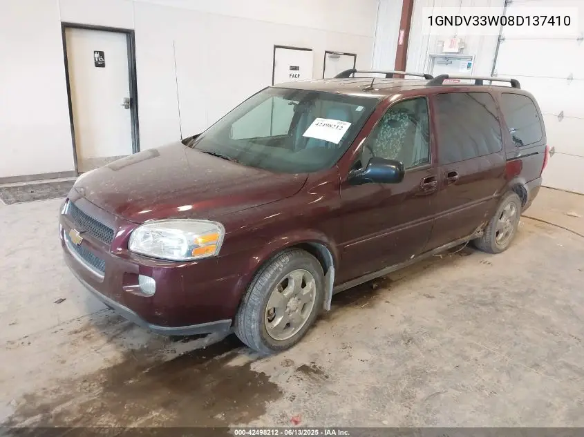 2008 Chevrolet Uplander Lt VIN: 1GNDV33W08D137410 Lot: 42498212