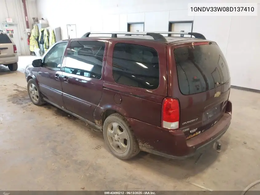 2008 Chevrolet Uplander Lt VIN: 1GNDV33W08D137410 Lot: 42498212