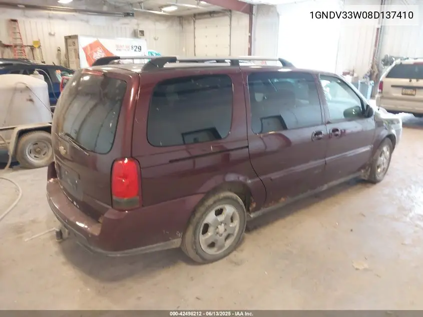 2008 Chevrolet Uplander Lt VIN: 1GNDV33W08D137410 Lot: 42498212