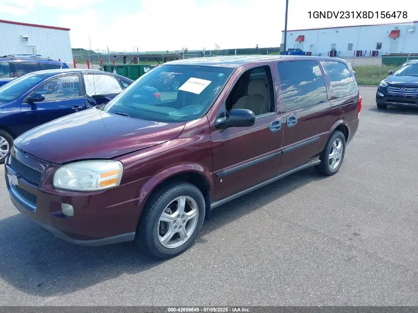 2008 Chevrolet Uplander Ls VIN: 1GNDV231X8D156478 Lot: 42686649