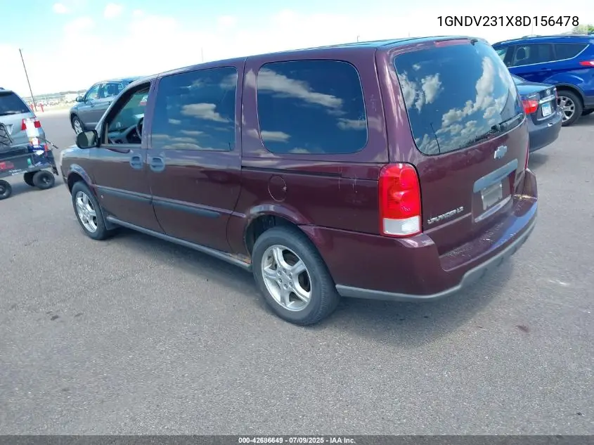 2008 Chevrolet Uplander Ls VIN: 1GNDV231X8D156478 Lot: 42686649